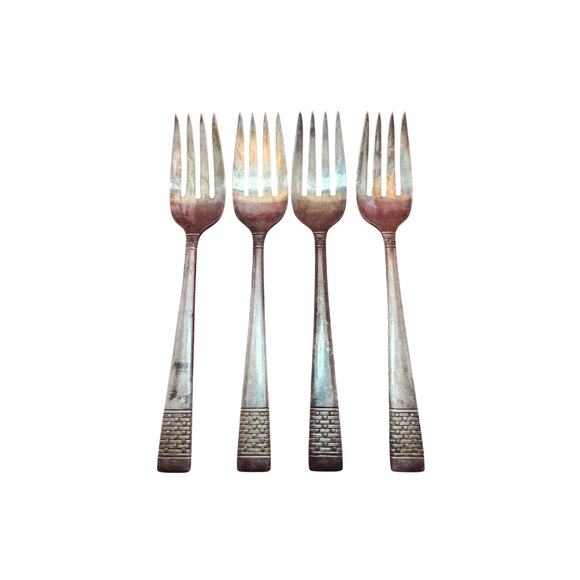 National Silver Co Calvalcade Salad Forks Set of 4 Silverplate 6" 1946 Vintage - Picture 1 of 8